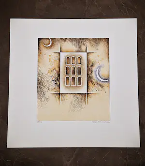 Jurjen Ravenhorst - In zeer goede staat verkerende zeefdruk "nachtgebouw" - gelimt oplage (300) kopen? Bied vanaf 35!