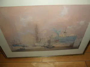 Marius de Jongere - Aquarel, "Zicht op Rotterdamse haven". kopen? Bied vanaf 150!