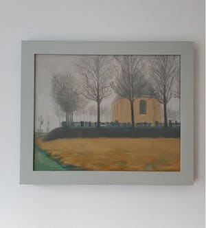 Niet of onleesbaar gesigneerd - Modern mysterieus mistig landschap - olieverf op doek -vanaf 1 euro- kopen? Bied vanaf 1!