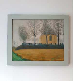 Niet of onleesbaar gesigneerd - Modern mysterieus mistig landschap - olieverf op doek -vanaf 1 euro- verkocht voor € 1!