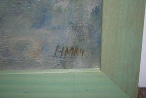 Henk Munnik - boomgaard in (Frans) dorp - olieverf 1984 kopen? Bied vanaf 35!