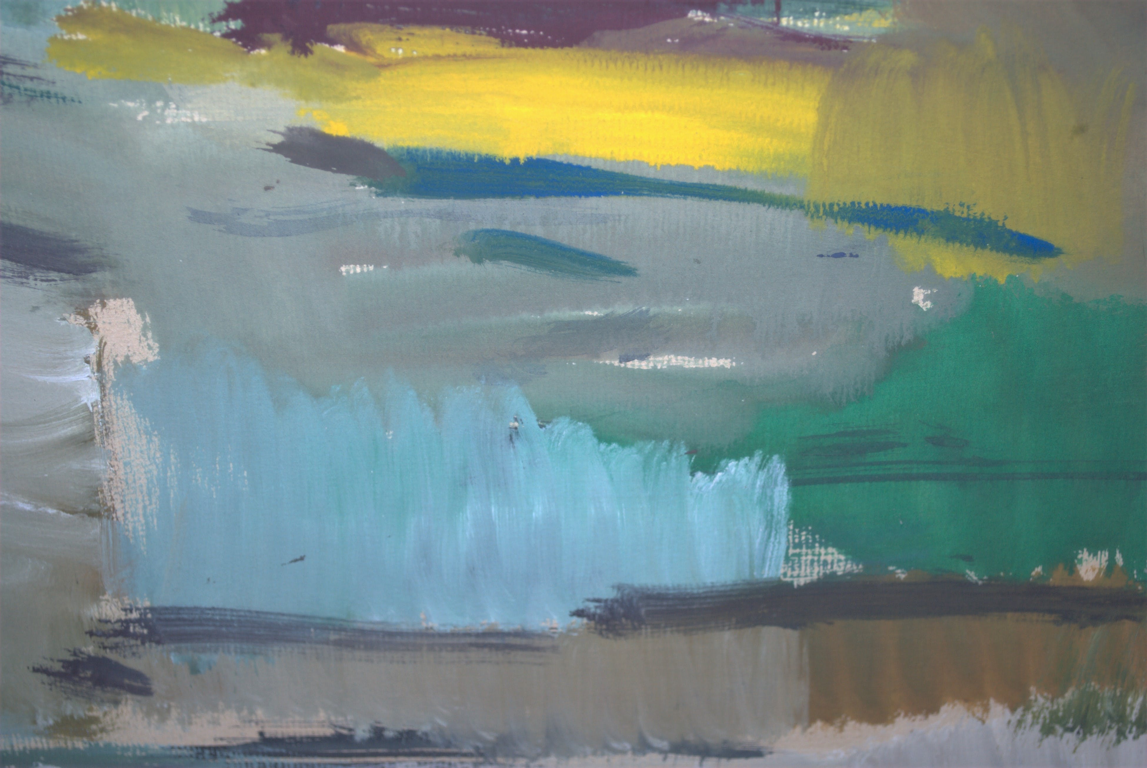 Jos Rovers - landschap met brug, zeer grote gouache  kopen? Bied vanaf 160!