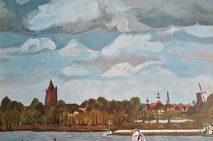 Valentin Bakardjiev - "Dalem" - Rivierlandschap met Vogel - zicht op Kasteel Loevestein kopen? Bied vanaf 29!