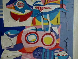 Peter Nieuwendijk - Houtreliëf, “Op 2 passen van mijn raam” – gesigneerd – 1967 kopen? Bied vanaf 150!