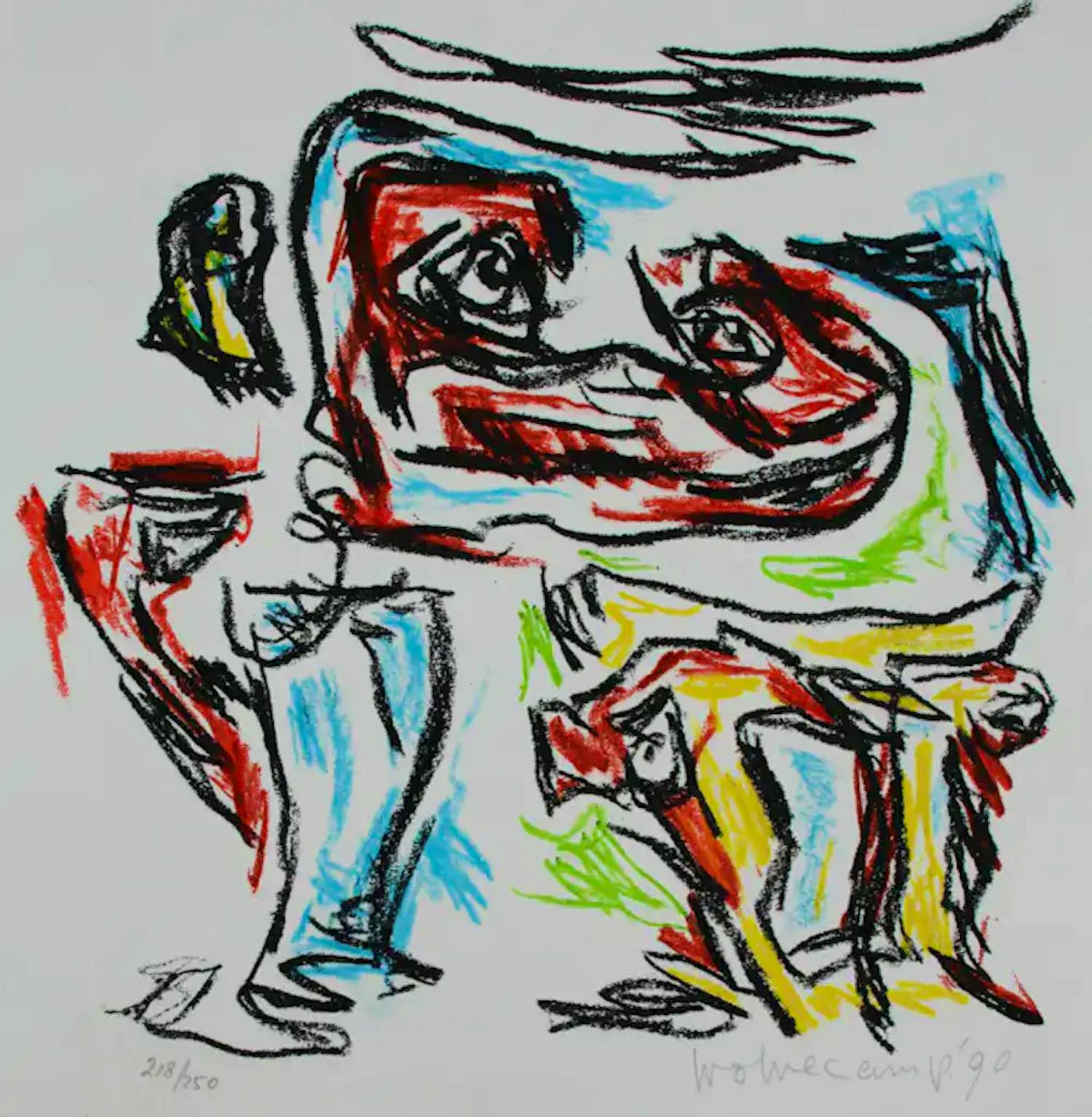 Theo Wolvecamp - Litho: Dansers II - 1990 verkocht voor € 189!