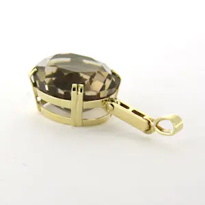 14k geelgouden hanger met kolossale rookkwarts kopen? Bied vanaf 480!