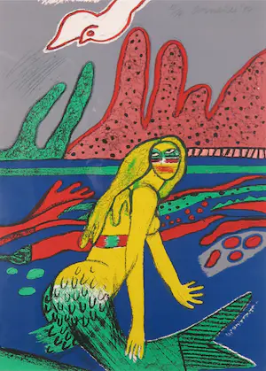 Corneille - Zeefdruk, Le petito Siréne - Ingelijst kopen? Bied vanaf 200!