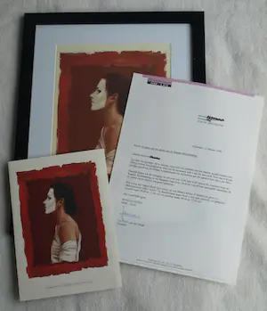 Ans Markus - Ingelijste prent, Portret met wit masker + herkomstgegevens – 1998 kopen? Bied vanaf 1!