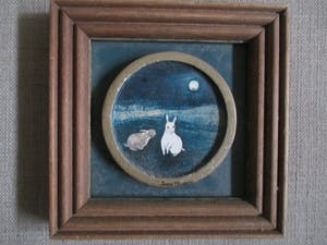 Josche Roverts - Schilderijtje "Konijntjes bij avond" kopen? Bied vanaf 25!