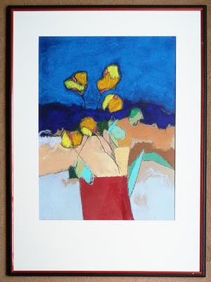 Henk van Vessem - Stilleven, pastelkrijt op papier (mooi ingelijst, groot) kopen? Bied vanaf 75!