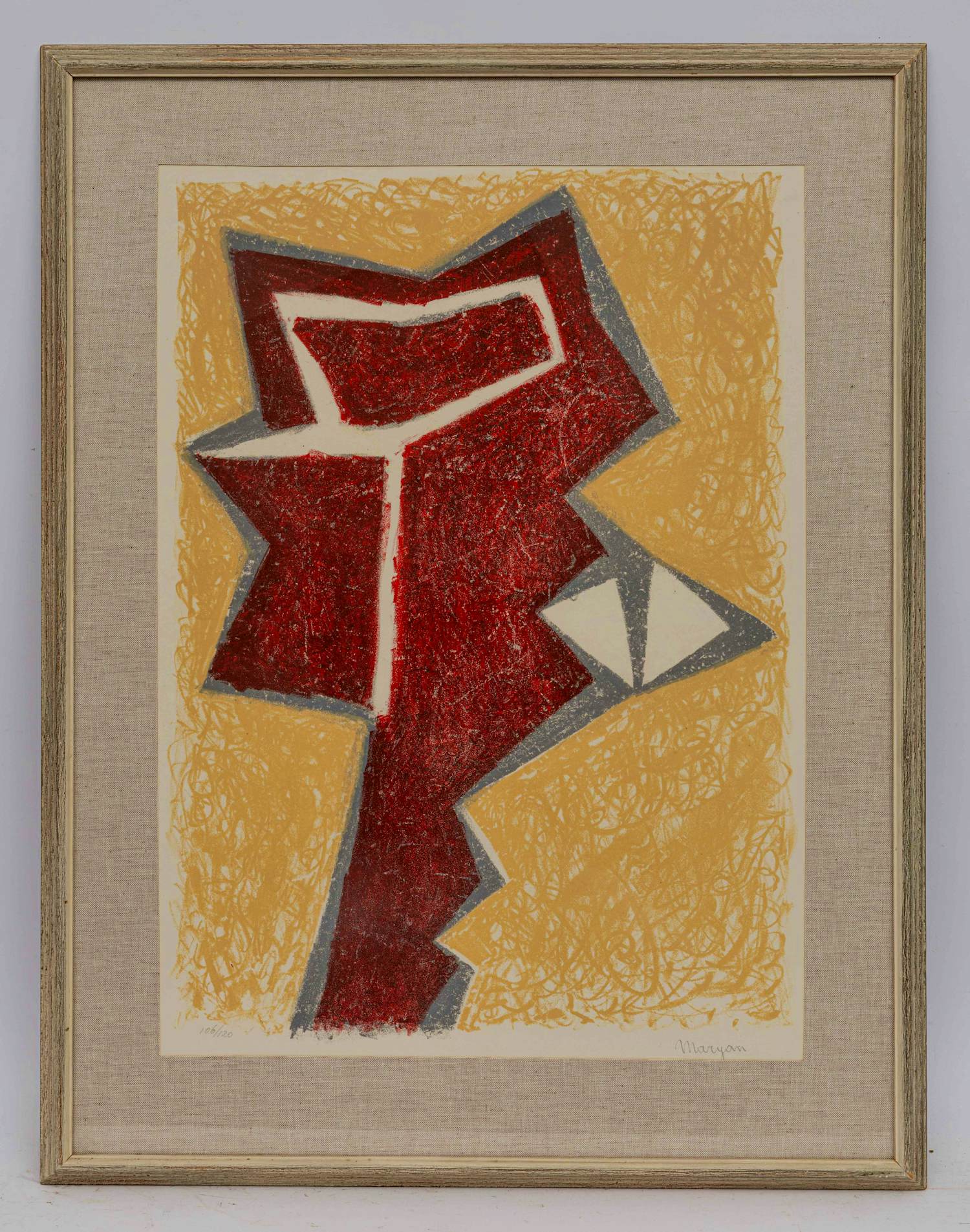 Buy Maryan - Ingelijste kleuren litho: 'Composition I' - 1957? Bid from 295!