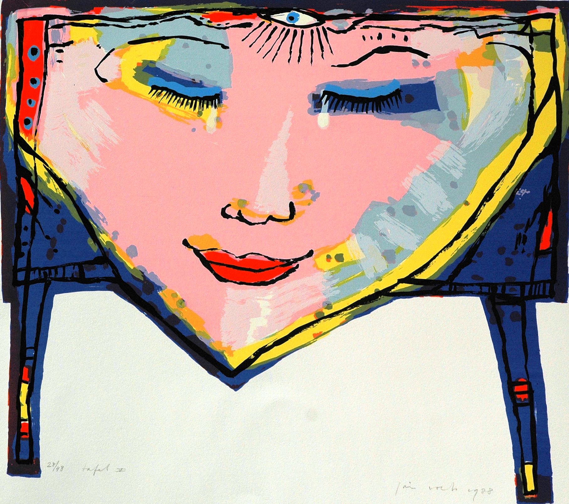 Jan Voets - Vijf tafels - Map met 5 gesigneerde zeefdrukken  kopen? Bied vanaf 75!