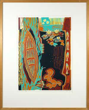 Diana van Hal - Linosnede, Delta - Ingelijst verkocht voor € 35!