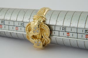 1574 - Surinaams 18 krt geel goud & diamanten mattenklopper ring - herenmodel kopen? Bied vanaf 650!