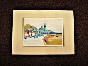 Niet of onleesbaar gesigneerd - Interessante expressionistische Gouache "Franse riviera 1951" monogram "J.A." kopen? Bied vanaf 1!