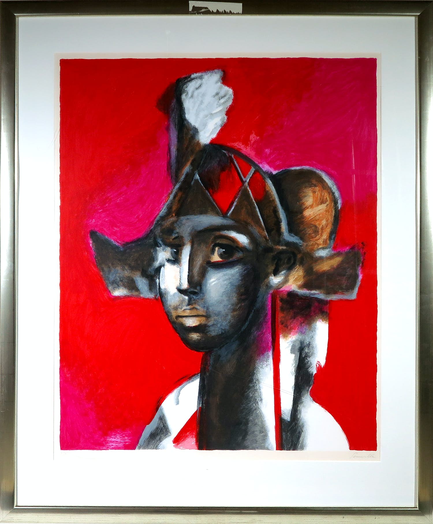 Roger Somville - Kleurenlitho, Hoofd van een harlekijn - Ingelijst (Groot) verkocht voor € 70!