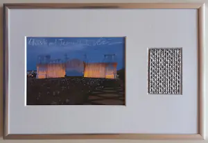 AcheterChristo - Wrapped Reichstag – gesigneerde (3x) artcard met stofstuk XL? Enchérissez de 380!