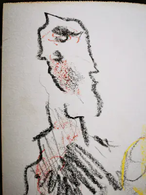 Jan Sierhuis - Krijt tekening voorstelling Vrouw/Man kopen? Bied vanaf 1!
