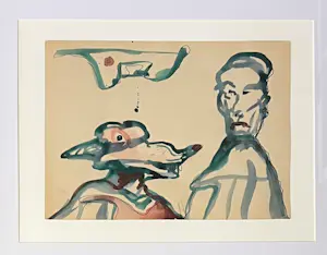 Buy Lucebert - Originele ingelijste aquarel - 1973? Bid from 2500!
