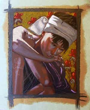 Nico Vrielink - Kleurenzeefdruk PORTRET van JEANNE Handgesigneerd. verkocht voor € 75!