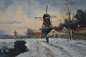 Niet of onleesbaar gesigneerd - Hollands winterlandschap - Gesigneerd - Olieverf op paneel kopen? Bied vanaf 10!