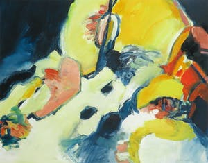 Niet of onleesbaar gesigneerd - Acryl op schildersboard, Abstracte compositie - Ingelijst kopen? Bied vanaf 10!