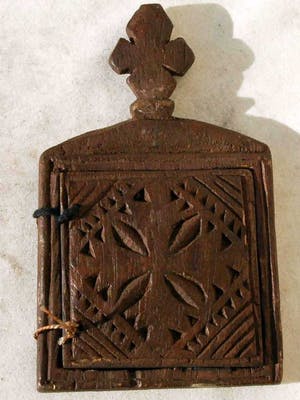 Ethiopie - 190127 - Ethiopian African wooden handpainted coptic icon - Ethiopia. kopen? Bied vanaf 45!