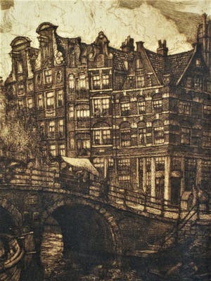 Niet of onleesbaar gesigneerd - Mooie gesigneerde ETS - "Amsterdam aan de Prinsengracht" 1925 gedateerd kopen? Bied vanaf 10!