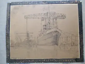 Herman Heuff - Potloodtekening "De kraan" Mv de Schelde kopen? Bied vanaf 25!