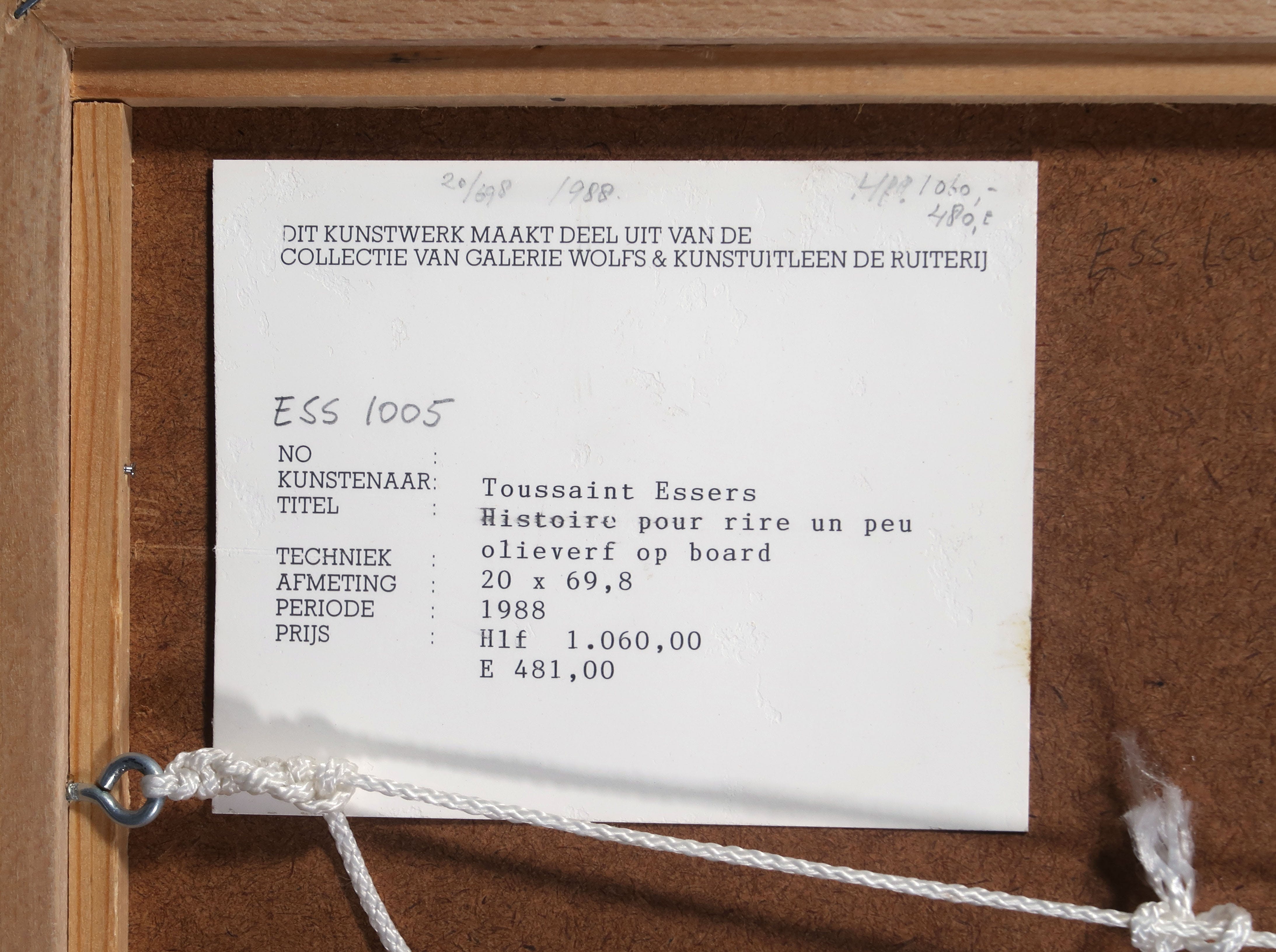 Toussaint Essers - Gemengde techniek op papier, Histoire pour rire un peu (Ingelijst) kopen? Bied vanaf 100!