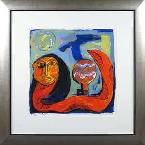 John Lie a Fo - Zeefdruk, Zonder titel - Ingelijst verkocht voor € 60!