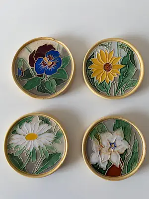 Faience- en Tegelfabriek Westraven - 12 polychrome geglazuurde cloisonné-onderzetters Dirk Zwanink tussen 1923-1934 kopen? Bied vanaf 100!