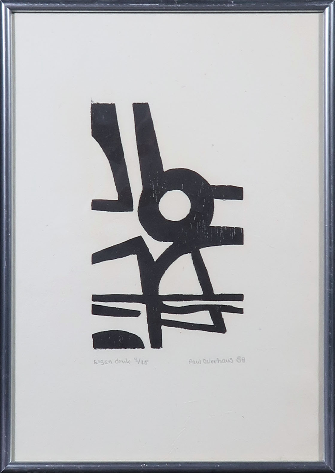 Paul Overhaus - Houtsnede, Zon - Ingelijst verkocht voor € 20!