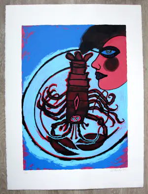 Corneille - zeefdruk: Tête et Homard - 1992 kopen? Bied vanaf 275!