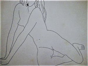 Ton Smits - Striptekenaar & Cartoonist - gestileerde Jaren 50 Inkttekening "Liggend naakt" kopen? Bied vanaf 20!