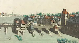 Louis-Joseph Mondhare - Handgekleurde gravure, Vue d'optique Francfort kopen? Bied vanaf 20!