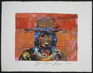 Espen Hagen - Zeefdruk, Indiaan met hoed kopen? Bied vanaf 35!