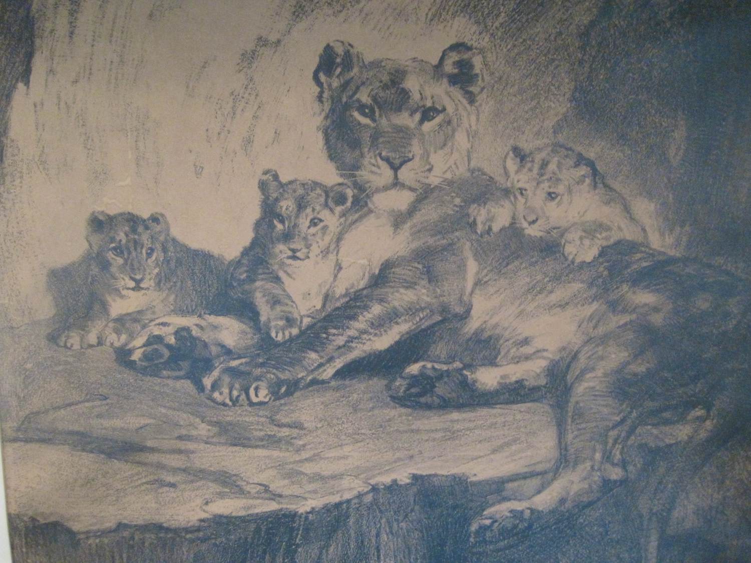 Cornelis Jan Mension - Leeuwin met welpen. kopen? Bied vanaf 30!