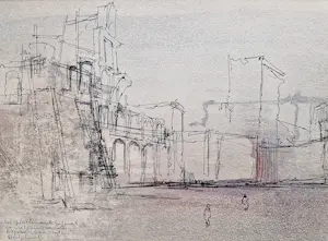 Dirkje Kuik - 1982 - gewassen inkt /aquarel tekening "paleis Lodewijk Napoleon Utrecht" gesign kopen? Bied vanaf 82!