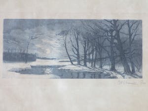 Chris Hammes - Sneeuwlandschap bij avond - Ets kopen? Bied vanaf 50!