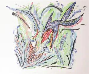 Anne-Marie Hoeven - Litho, Flowers & violence II - Ingelijst kopen? Bied vanaf 1!