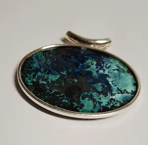 Grote zilveren hanger met Azuriet Arizona kopen? Bied vanaf 125!