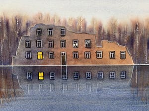 Willem de Vries - Aquarel - 'De ruïne' - 2001 (Uniek werk) kopen? Bied vanaf 95!