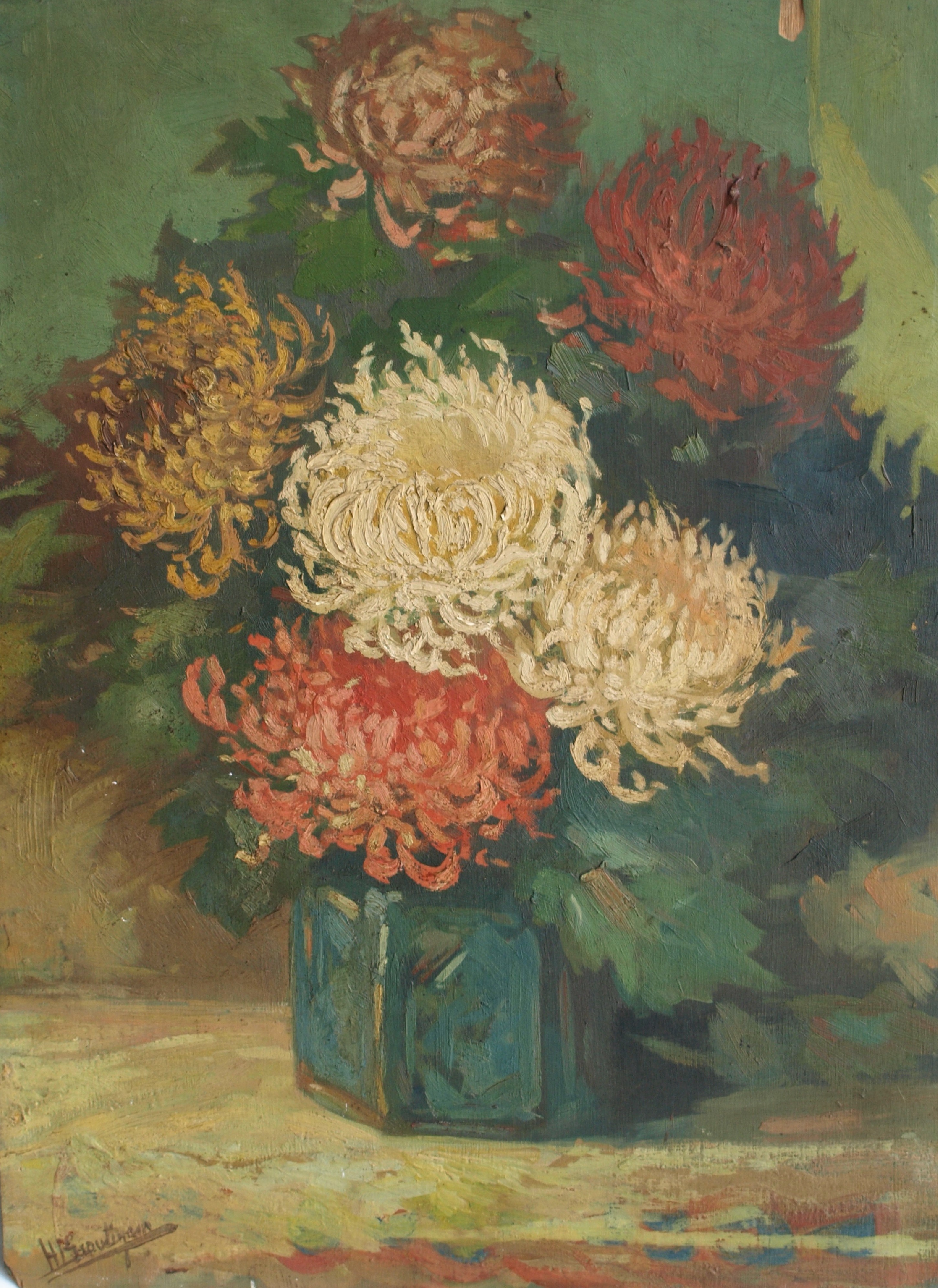 Hendrik Brautigam - Olieverf op paneel , Bloemstilleven – gesigneerd – ca 1935 kopen? Bied vanaf 45!