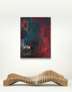 Silvin Bronkart - Seltenes abstraktes Ölgemälde auf Leinwand aus dem Jahr 1961 „Connivence“ kopen? Bied vanaf 1900!