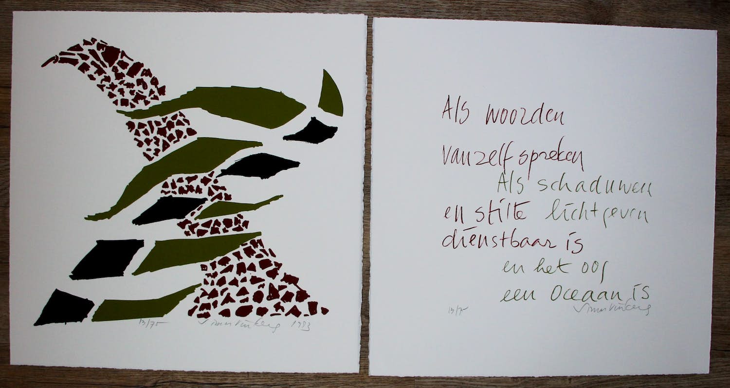 Simon Vinkenoog - Twee handgesigneerde litho's - 1993 verkocht voor € 99!