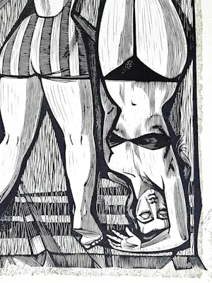 Gerard Gaudaen - grote in 1959 gemaakte Hout/Linosnede - het Zonnebad - potloodgesigneerd kopen? Bied vanaf 31!