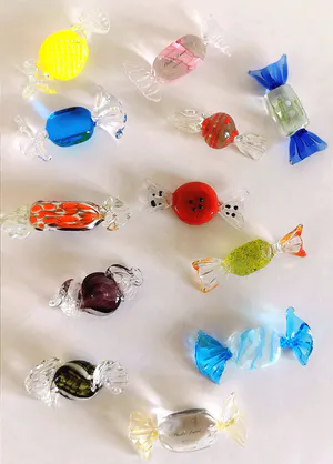 Seguso - 12x Murano Glas Snoepjes / Bonbons / Sweets - Vintage Kunst Venetië kopen? Bied vanaf 50!
