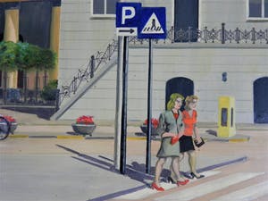 Niet of onleesbaar gesigneerd - BATES- Naïef geschilderde Bloemenmarkt Roosendaal 3 kopen? Bied vanaf 1!