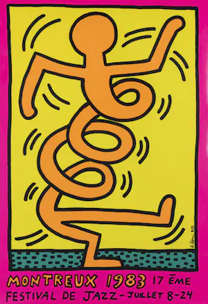 Keith Haring - 3 posters 'Montreux Jazz De Festival (Green, Pink & Yellow) kopen? Bied vanaf 950!